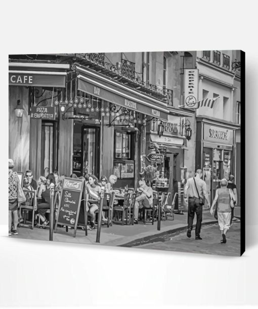 Black And White Paris Cafe Scene Paint By Number