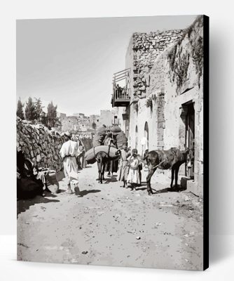 Black And White Old Ramallah Street Paint By Number