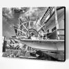 Black And White Paddle Wheel Boat Paint By Number