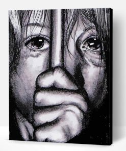 Black And White Sad Child Art Paint By Number