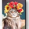 Cat Animal With Floral Crown Paint By Number