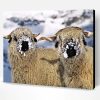 Cute black Nose Sheep In Snow Paint By Number