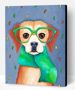 Cute Dog With Glasses Paint By Number