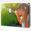 Cute Little Girl Blowing Bubble Paint By Number