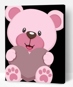 Pink Teddy Bear Paint By Number