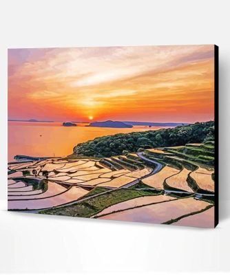 Rice Field Sunset Nagasaki Paint By Number