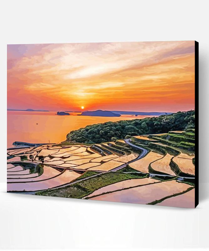 Rice Field Sunset Nagasaki Paint By Number