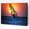 Silhouette Windsurfing At Sunset Paint By Number