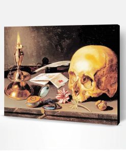 Still Life With a Skull And a Writing Quill Paint By Number
