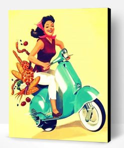Vintage Woman With Vespa Paint By Number