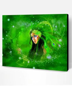Aesthetic Green Lady Art Paint By Number