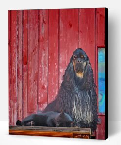 American Cocker Spaniel With Black Cat Paint By Number
