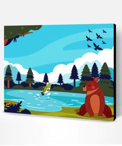 Bear With Fish Illustration Paint By Number