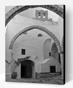 Black and White Patmos Building Paint By Numbers