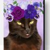 Black Cat and Flowers Art Paint By Numbers