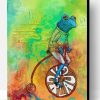 Blue Frog on Bicycle Paint By Numbers