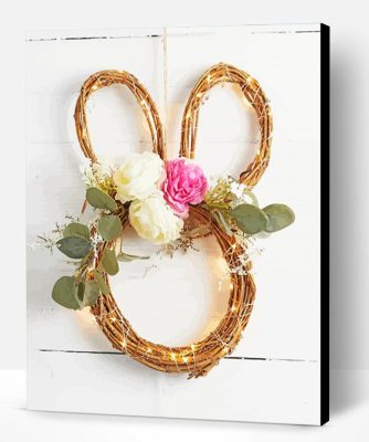 Bunny Easter Wreath Flower Paint By Number