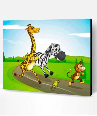 Cartoon Animals Racing Paint By Number