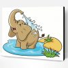 Cartoon Elephant Bathing Paint By Number