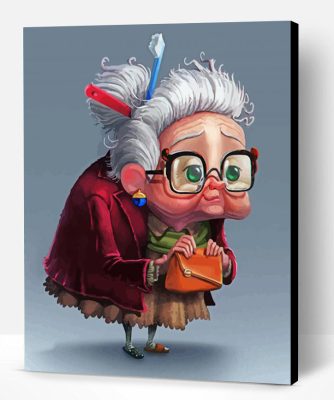 Cartoon Old Lady Paint By Numbers