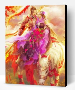 Chinese Couple With Horse Paint By Numbers