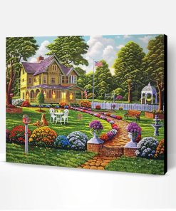 Colonial House Garden Paint By Number