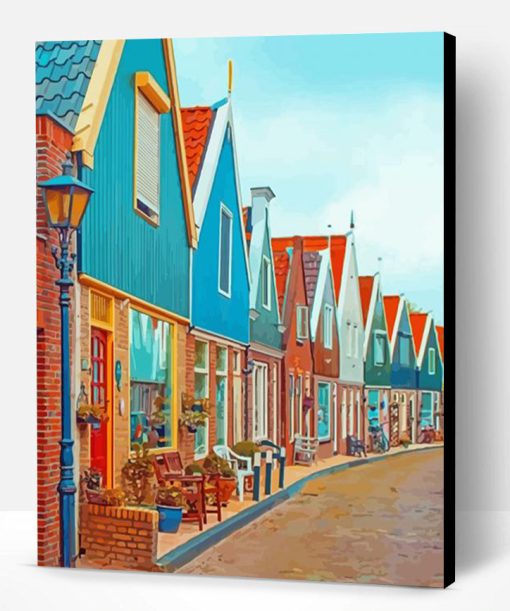 Colorful Buildings in Volendam Paint By Numbers