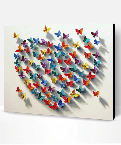 Colorful Butterflies Heart Paint By Number