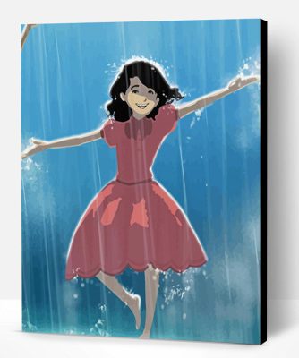 Cute Girl Dancing in The Rain Paint By Numbers