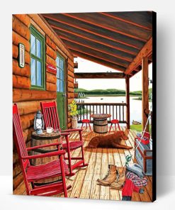 Dog In Cabin Porch Paint By Numbers
