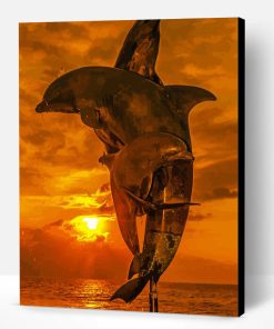 Dolphin Family At Sunset Paint By Number