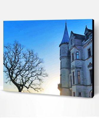 Dunrobin Castle And Tree Silhouette Paint By Number