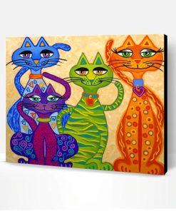 Four Colorful Cats Art Paint By Numbers