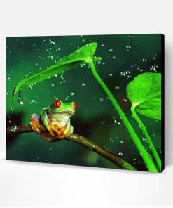 Frog On Branch In The Rain Paint By Number