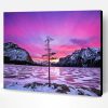 Frozen Tree Lake Sunset Landscape Paint By Number