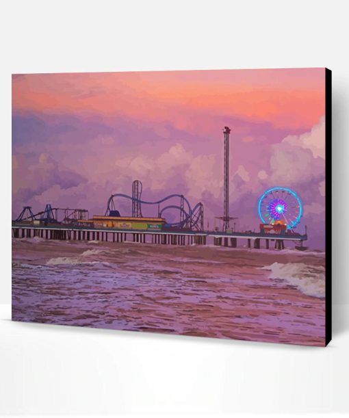 Galveston Island Historic Pleasure Pier Seascape Paint By Number