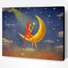 Girl Sitting on Crescent Moon Paint By Numbers