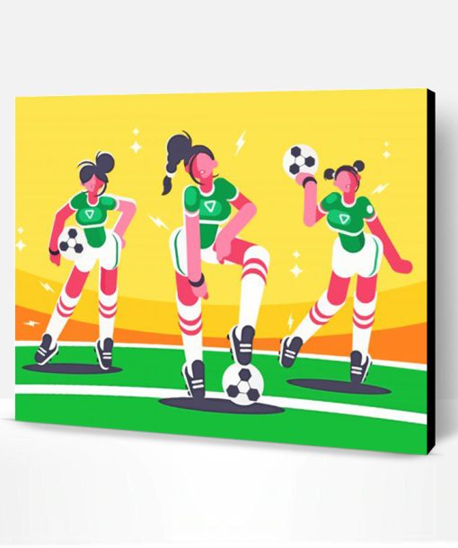 Girls Soccer Art Illustration Paint By Numbers