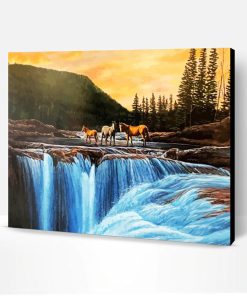 Haley Horses At Elbow Falls Paint By Number
