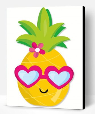 Happy Pineapple with Heart Sunglasses Paint By Numbers