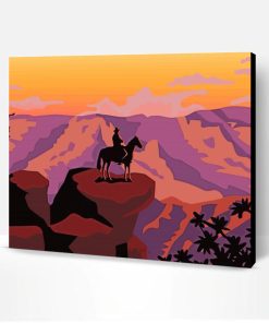 Horse and Cowboy in Canyon Illustration Paint By Numbers