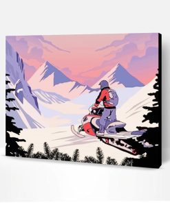 Illustration Snowmobile Rider Paint By Numbers