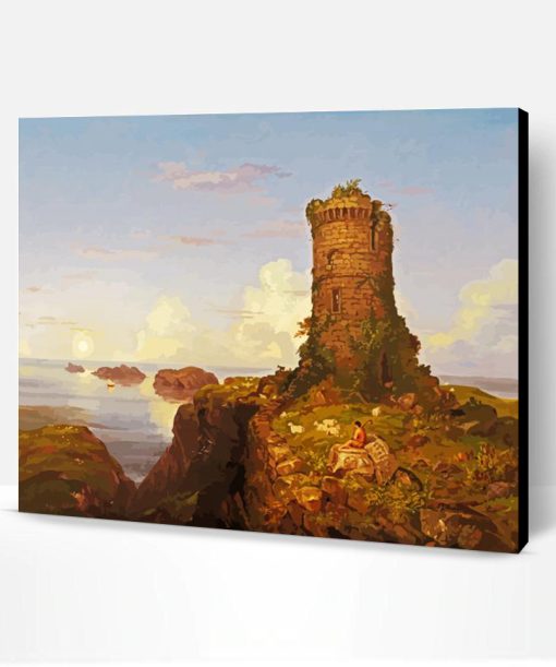 Italian Coast Scene With Ruined Tower By Thomas Cole Paint By Number