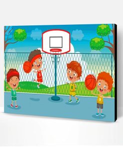 Kids Basketball Cartoon Paint By Numbers