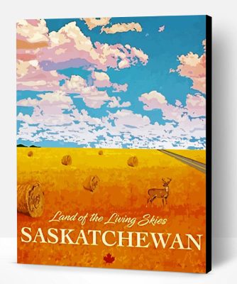 Land of The Living Skies Saskatchewan Poster Paint By Number