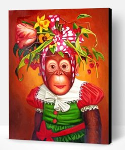 Monkey and Flowers Paint By Number