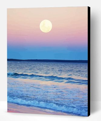 Moon And Ocean Landscape Paint By Number