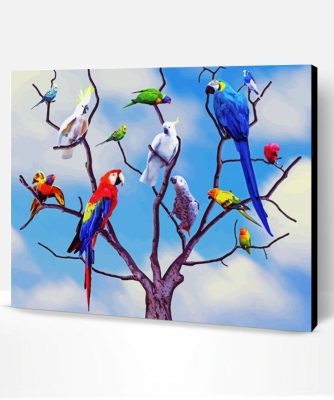 Parrots Tree Paint By Numbers