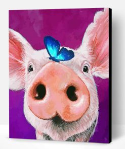 Pig Blue Butterfly Paint By Numbers