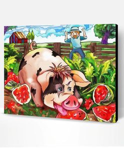 Pig With Watermelon Paint By Numbers